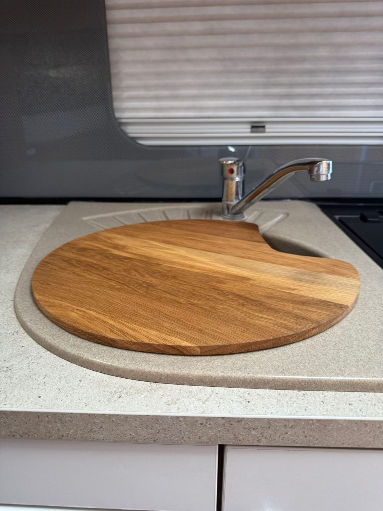 Custom made sink cover for a motorhome. 